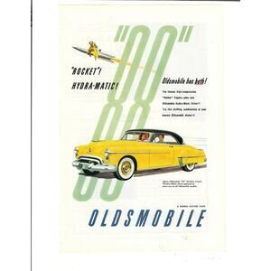 1950 Oldsmobile 88 Couple Riding a Rocket Automobile Ephemera Print Ad